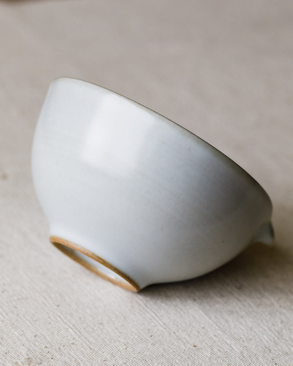 "Chawan" Sateen Porcelain side view, silky soft sateen glaze, reduction-fired at 1300°C, Wang Xinghua