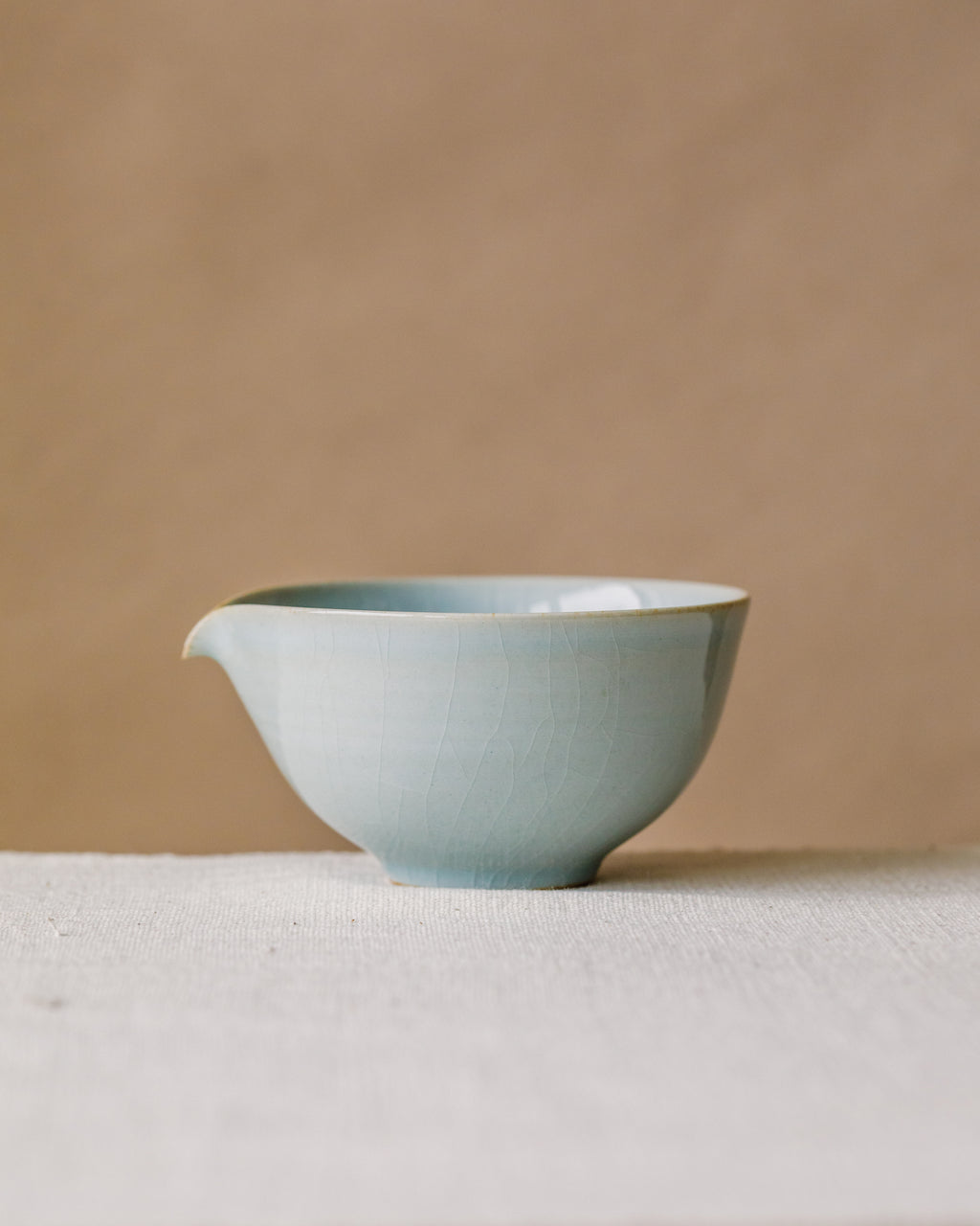 "Chawan" Celadon Ice, handcrafted matcha latte bowl by Wang Xinghua, Jingdezhen, frozen-lake celadon glaze