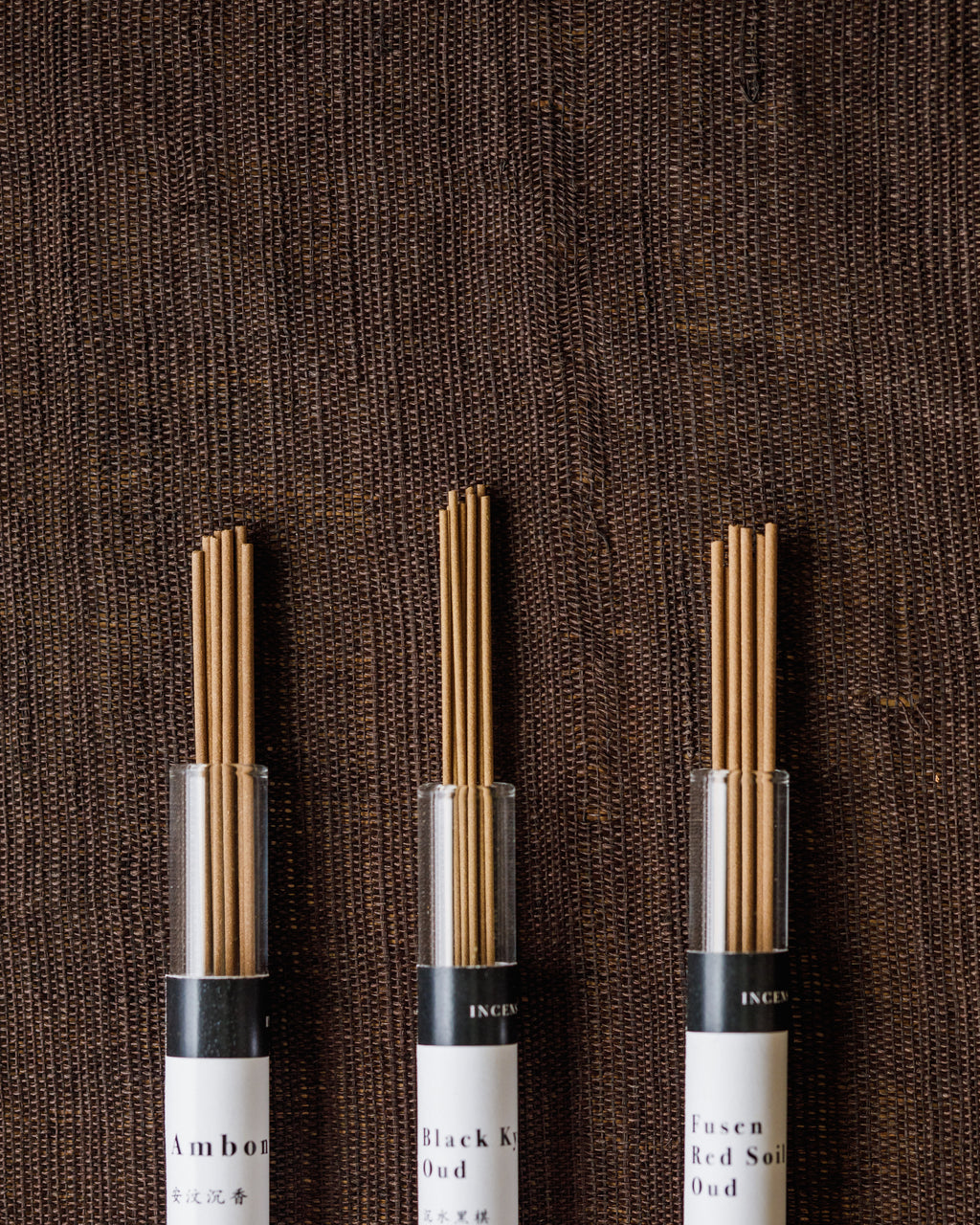 Premium Oud sampler, Black Kyara Ambon and Fusen Red Soil agarwood incense
