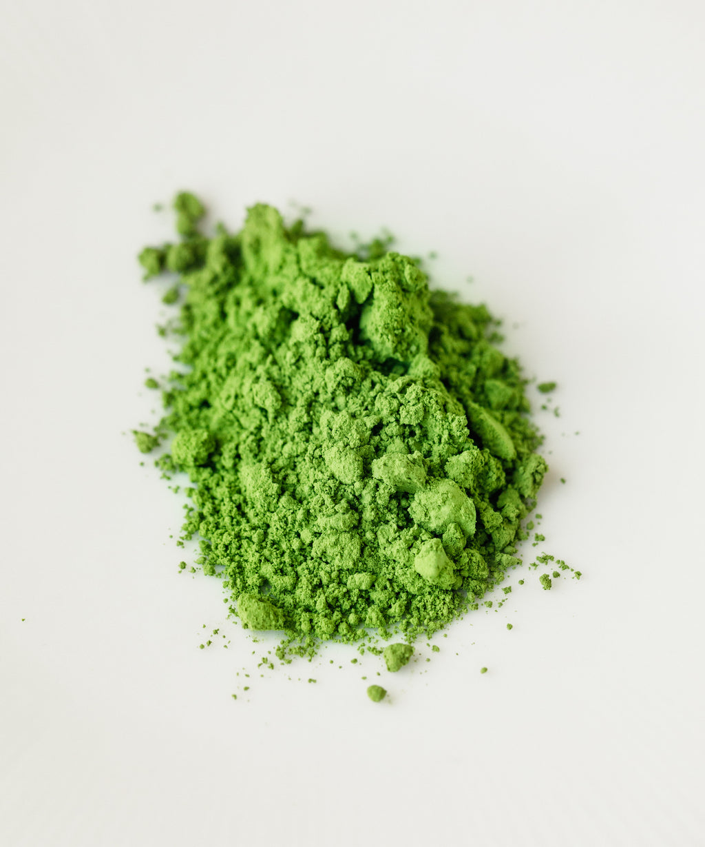 Lime green Kirari matcha powder from Yame, Fukuoka - Velvet 7 single-cultivar shincha with orchid and seaweed notes