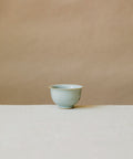 Cup Celadon Ice, handcrafted tea cup by Wang Xinghua, Jingdezhen, slick frozen-lake glaze with crackle veins