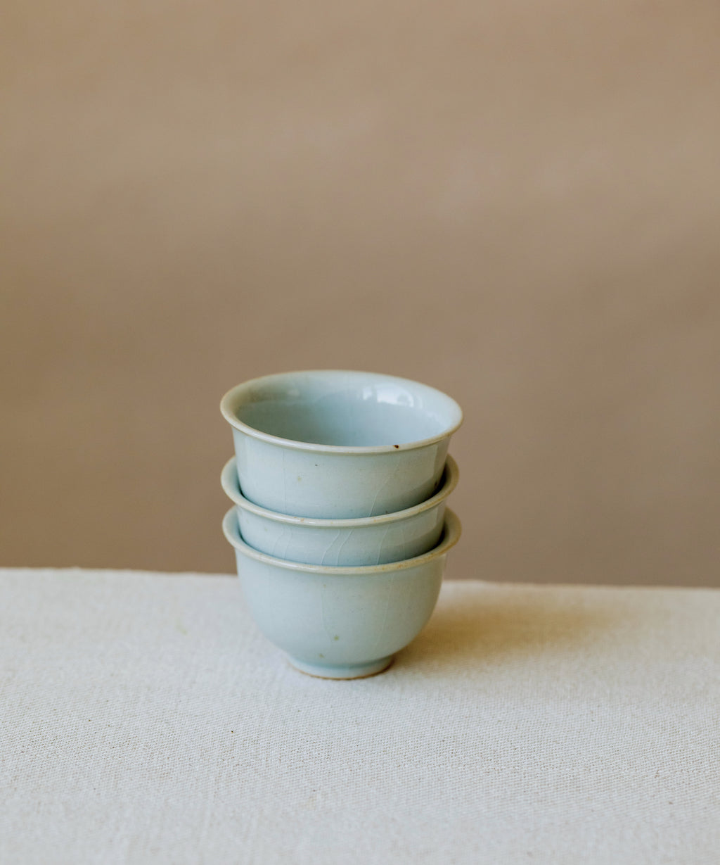 Cup Celadon Ice side view, slick celadon surface, reduction-fired at 1300°C, Wang Xinghua