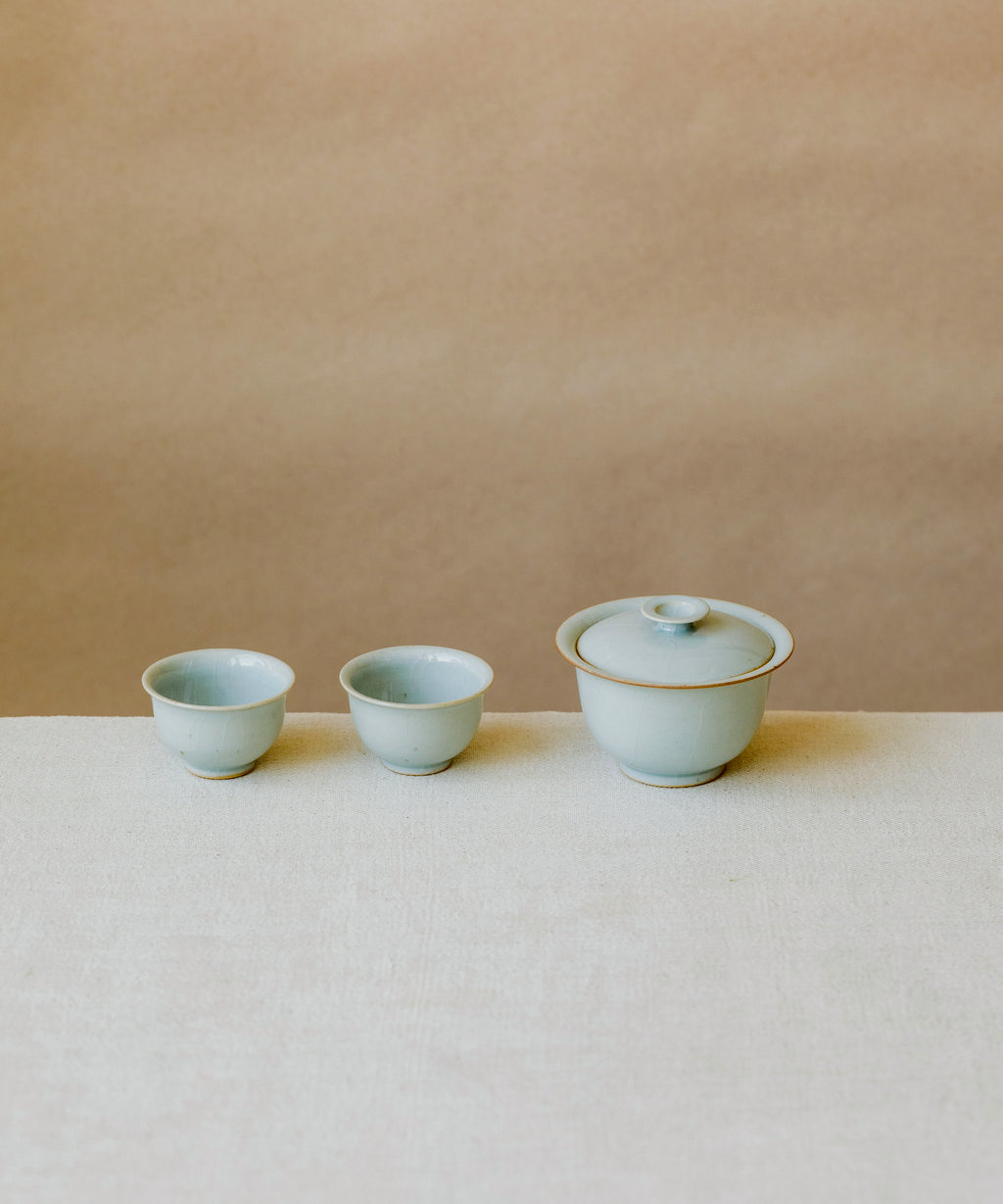 Cup Celadon Ice underside, unglazed foot ring, Jingdezhen clay body, Wang Xinghua