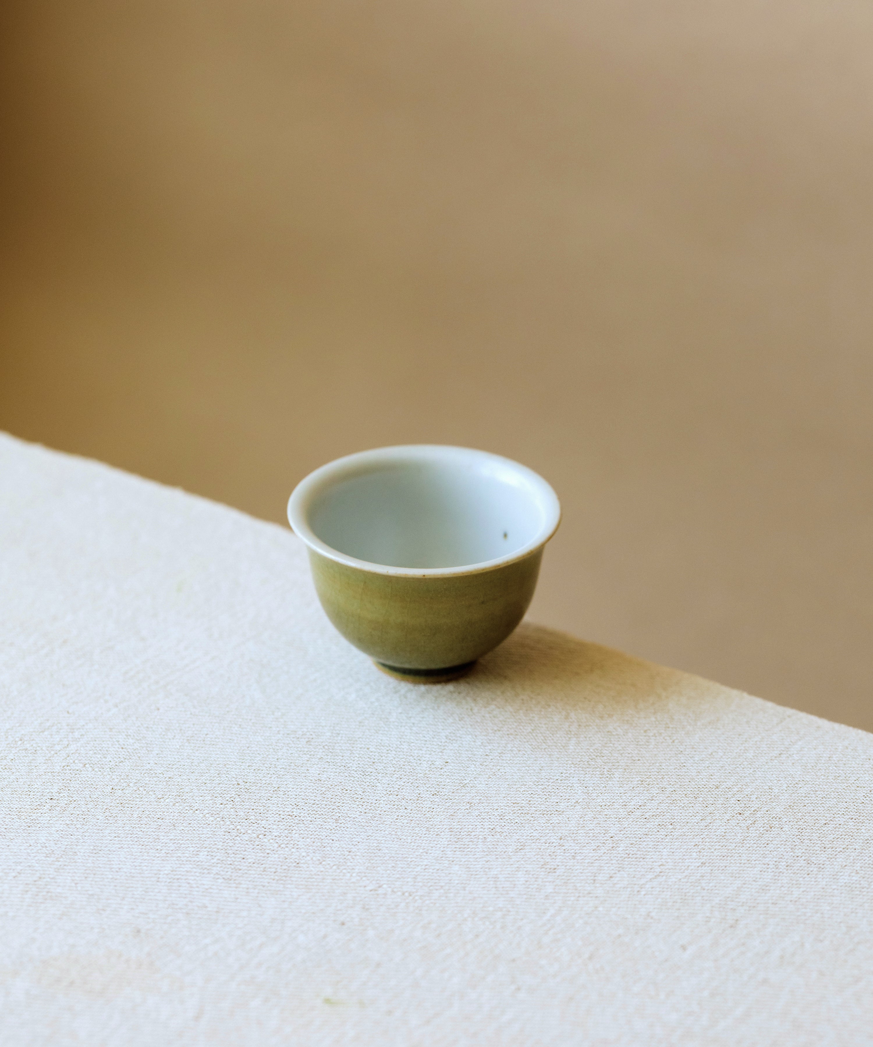 Cup Green Ombre in hand, green ombre glaze gradient, Wang Xinghua gongfu teaware, Jingdezhen