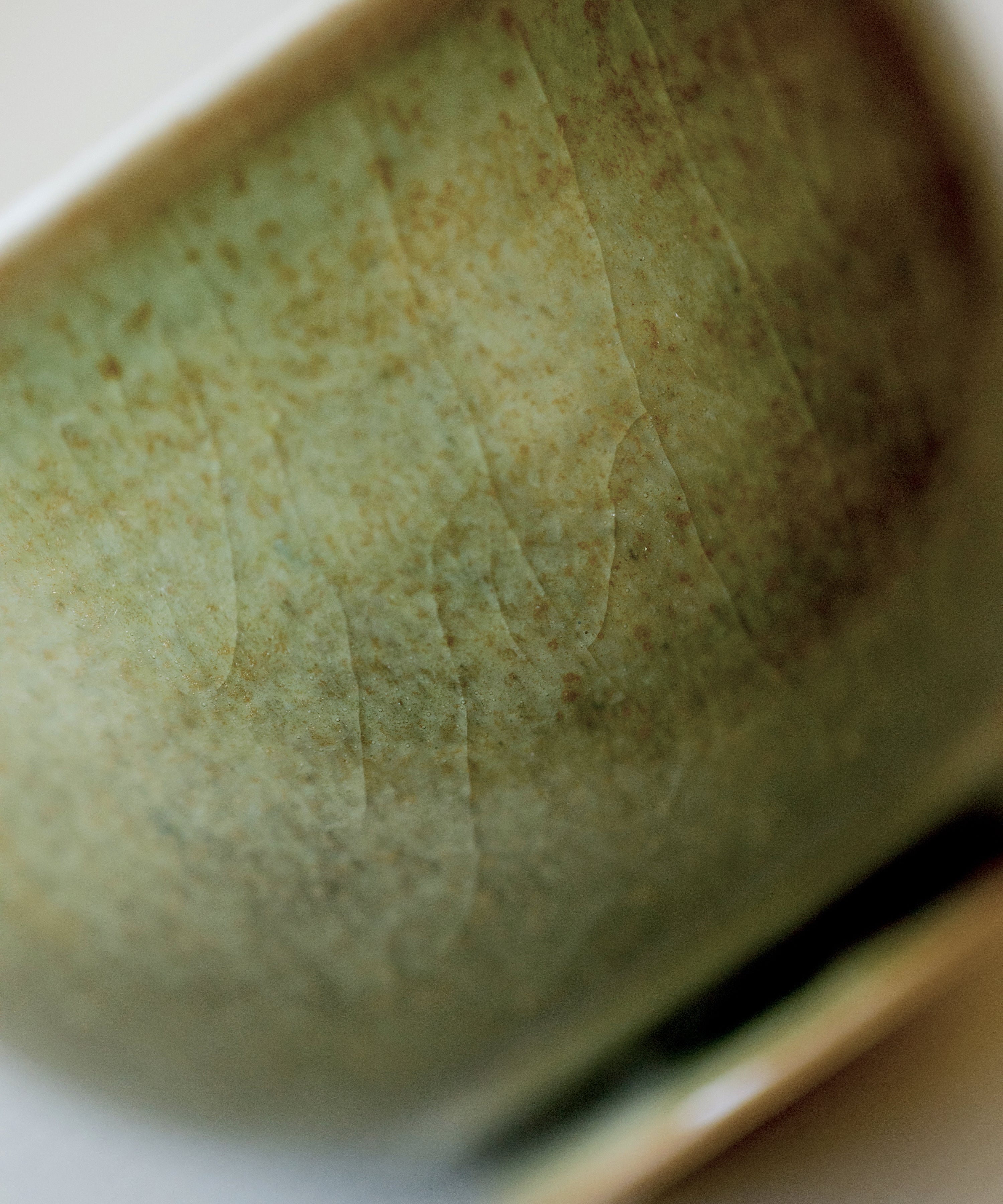 Cup Green Ombre glaze detail, green ombre surface, Jingdezhen clay and porcelain
