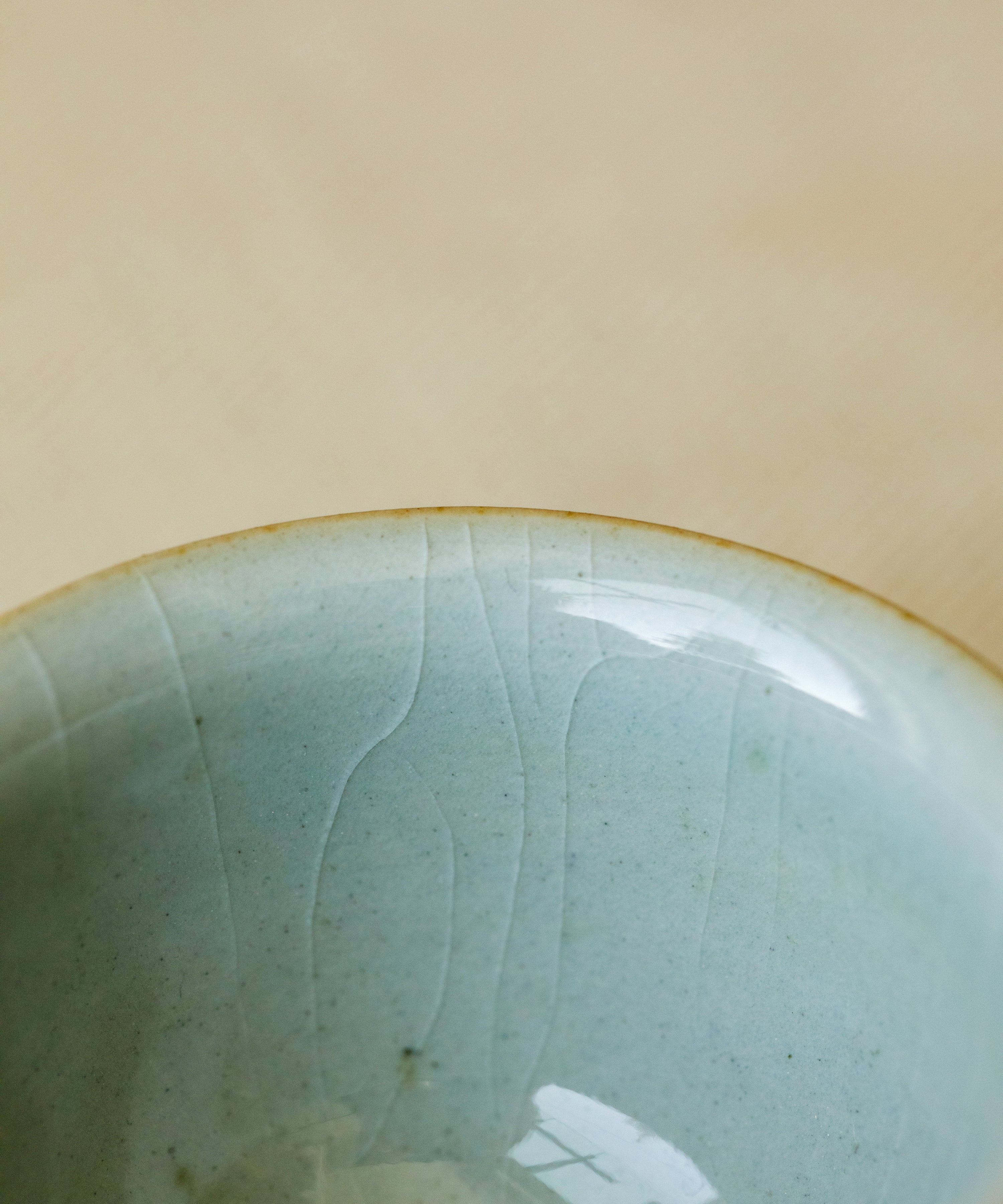 Cup Celadon Ice glaze detail, celadon ice crackle pattern, Jingdezhen clay and porcelain