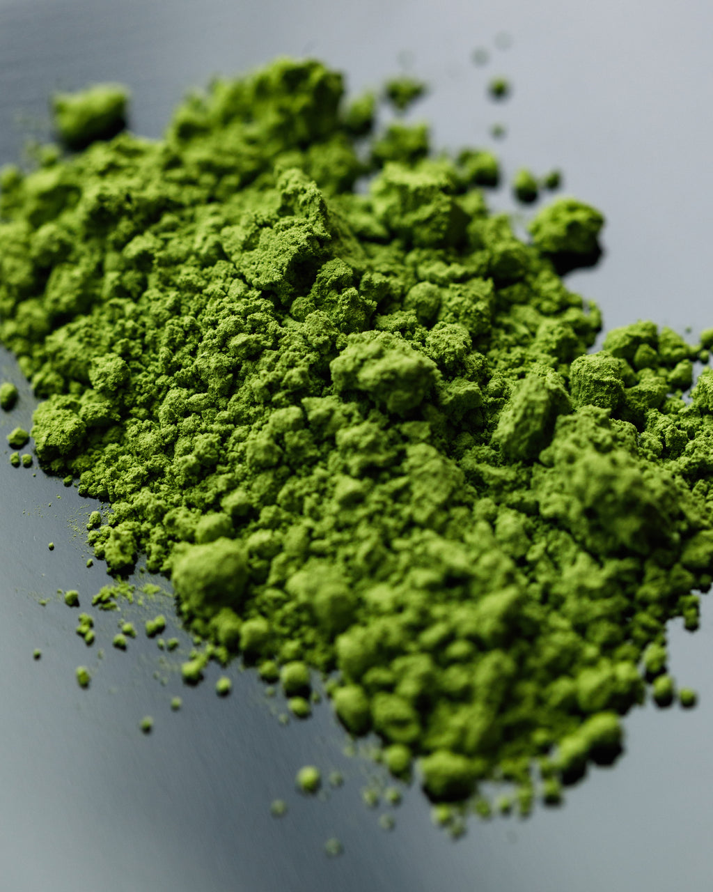 Close-up of stone-ground Matcha Hikari Japanese matcha powder from Nishio Aichi