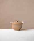 Gaiwan Sand Dune, handcrafted gaiwan by Wang Xinghua, Jingdezhen, rust-marked striated glaze