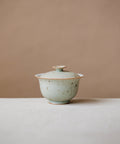 Gaiwan Faded Robin's Egg Small, handcrafted gaiwan by Wang Xinghua, Jingdezhen, pastel aqua speckled glaze