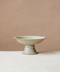 Pedestal Plate Faded Robin's Egg, handcrafted pedestal plate by Wang Xinghua, Jingdezhen, pastel aqua glaze