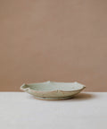 Scalloped Plate Faded Robin's Egg, handcrafted plate by Wang Xinghua, Jingdezhen, aqua glaze with scalloped edge