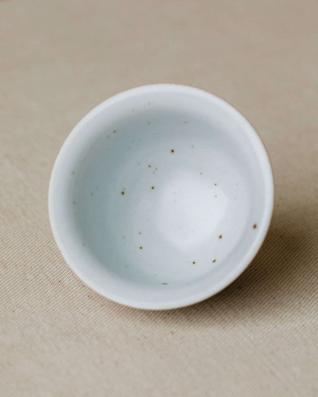 Gaiwan Faded Robin's Egg Small side view, speckled pastel aqua, reduction-fired at 1300°C, Wang Xinghua