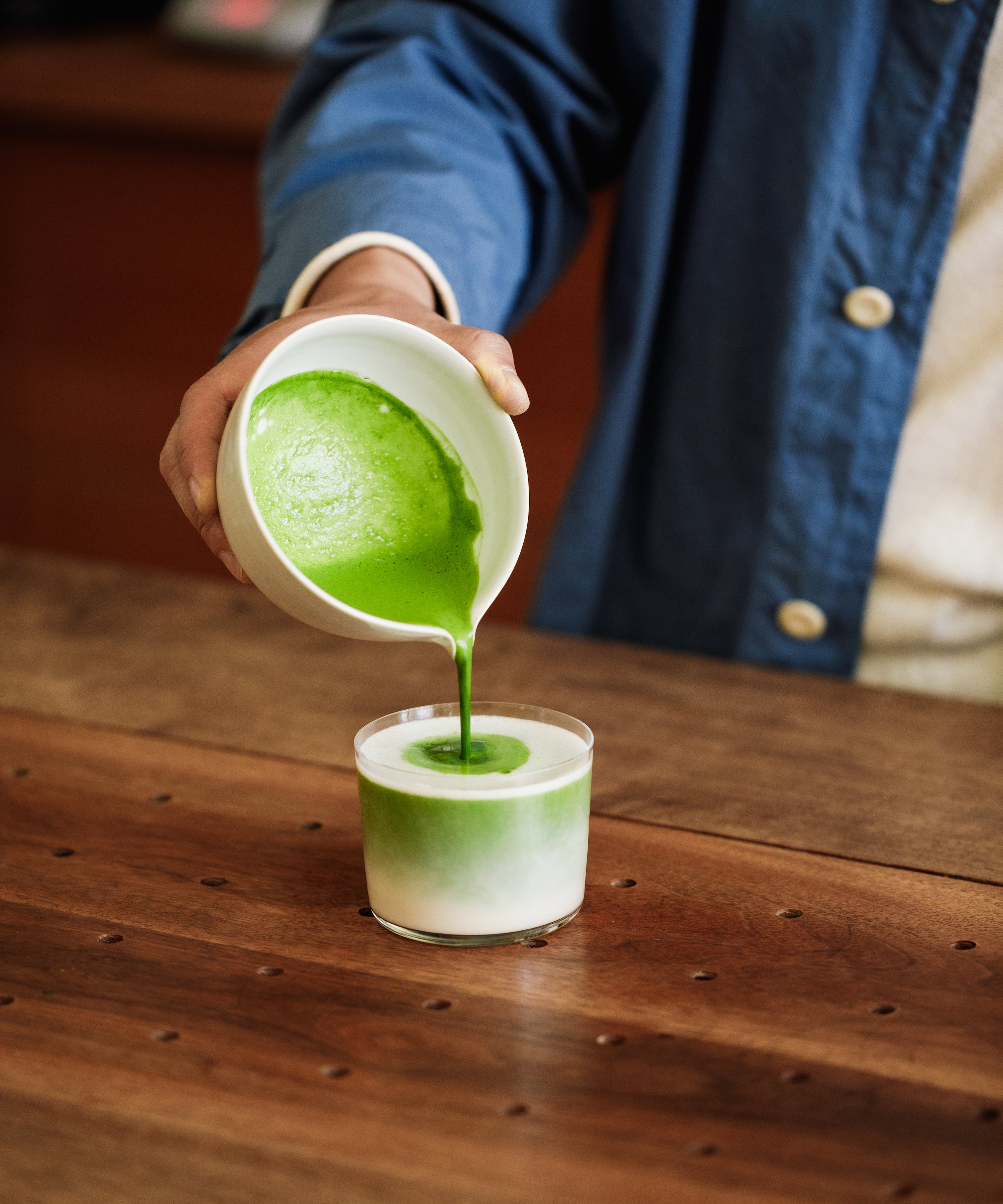 Seimei matcha latte at the Cultivate Tea back bar