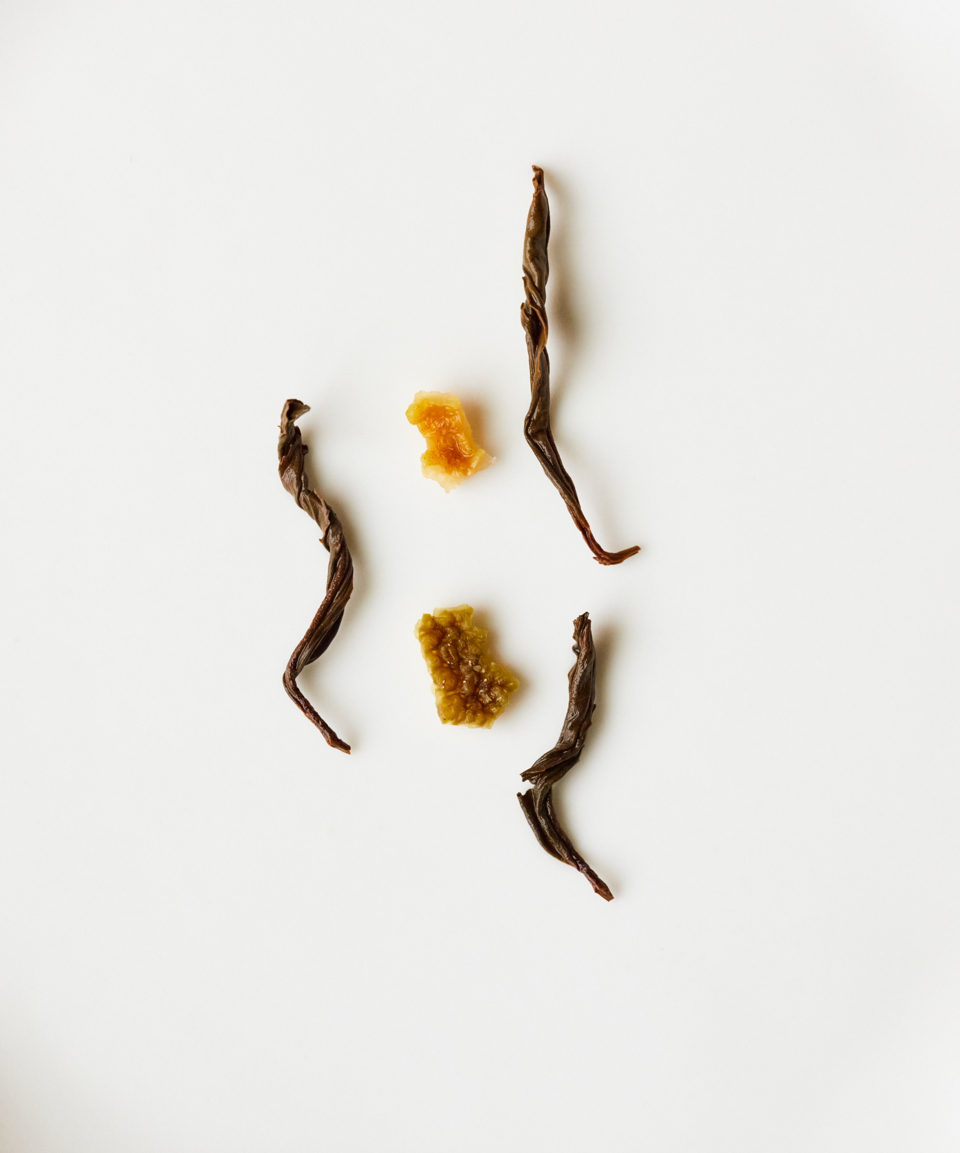 Yuzu & Gold Guanyin black tea leaves with Chinese yuzu peel from Longquan, Zhejiang