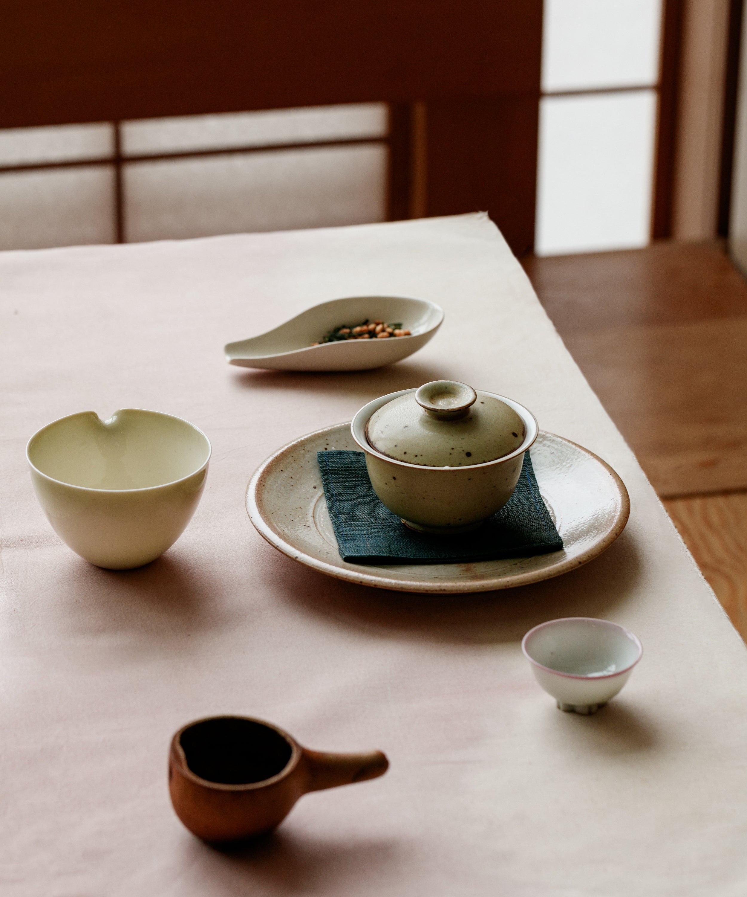 Dry Kaga Genmaicha showing sencha leaves blended with toasted rice from Komatsu City