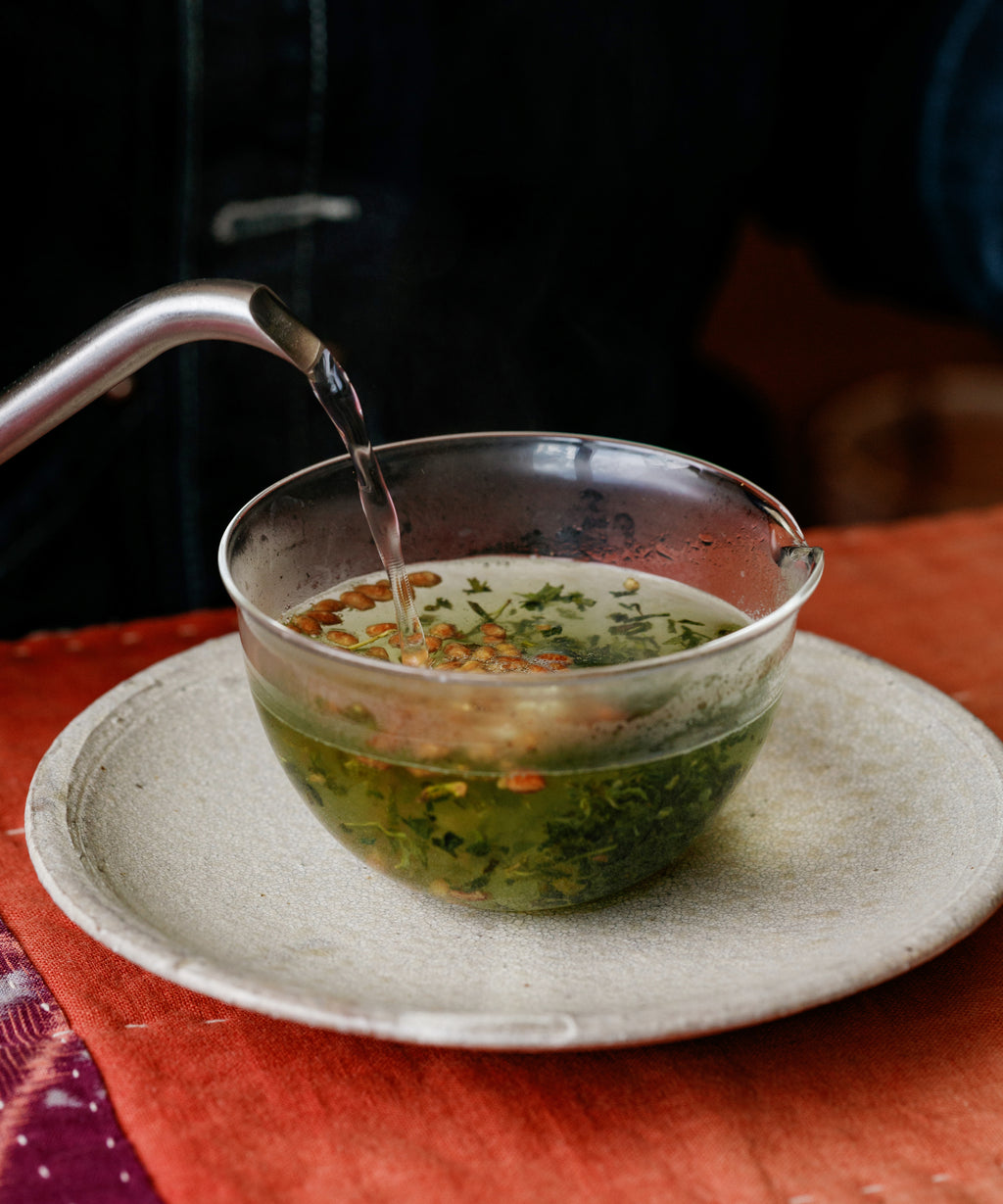 Brewing Yakushima Genmaicha — mochi rice genmaicha from natural farm, Yakushima