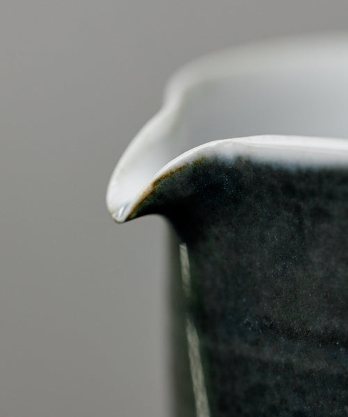 Azur Green Pitcher Type I side view, curved spout for precise pours, Wang Xinghua gongfu teaware