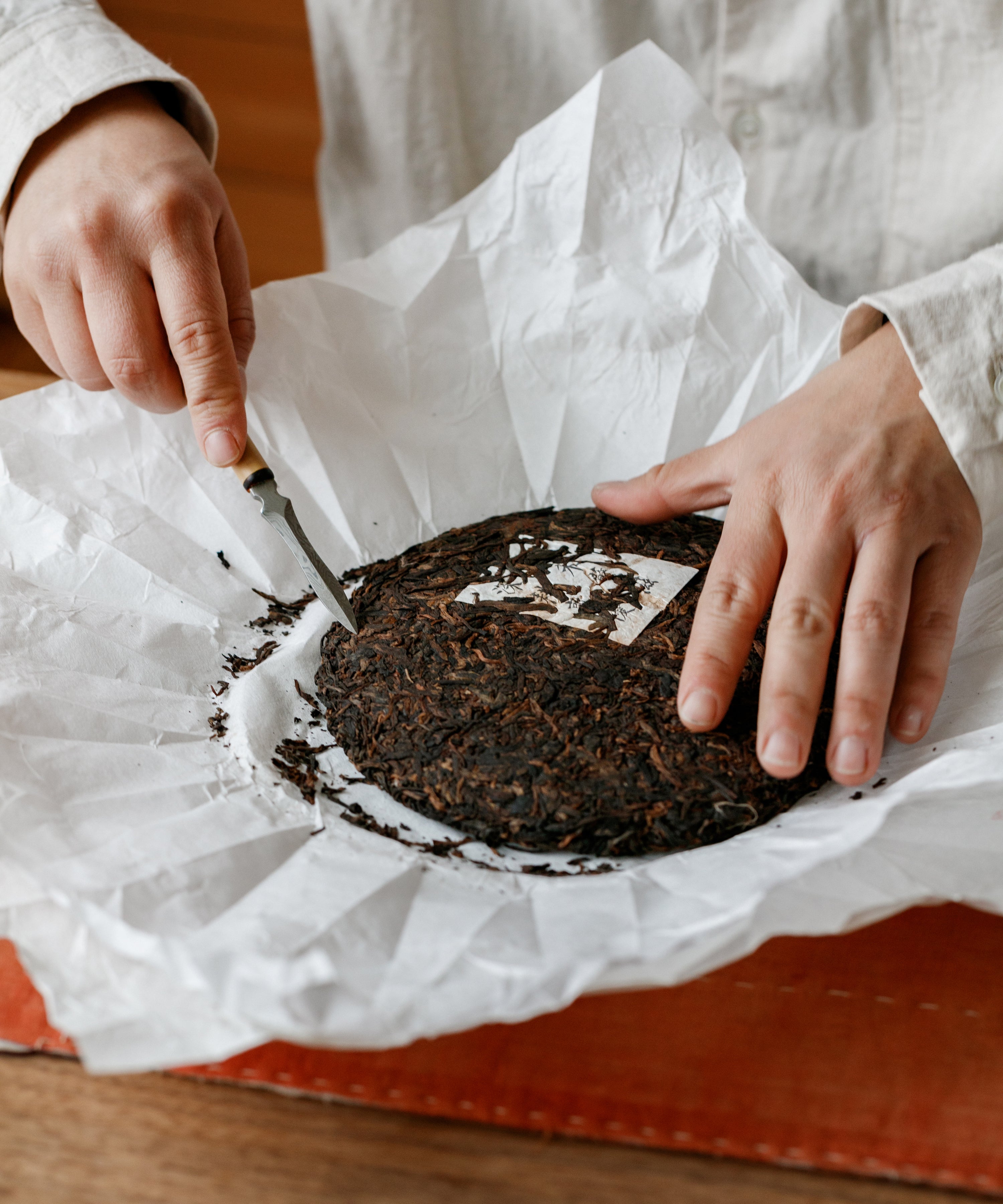Seeds of Virtue dry leaves — Tang Wang's first ripe pu'erh from 100-year-old trees, Jinggu, Yunnan
