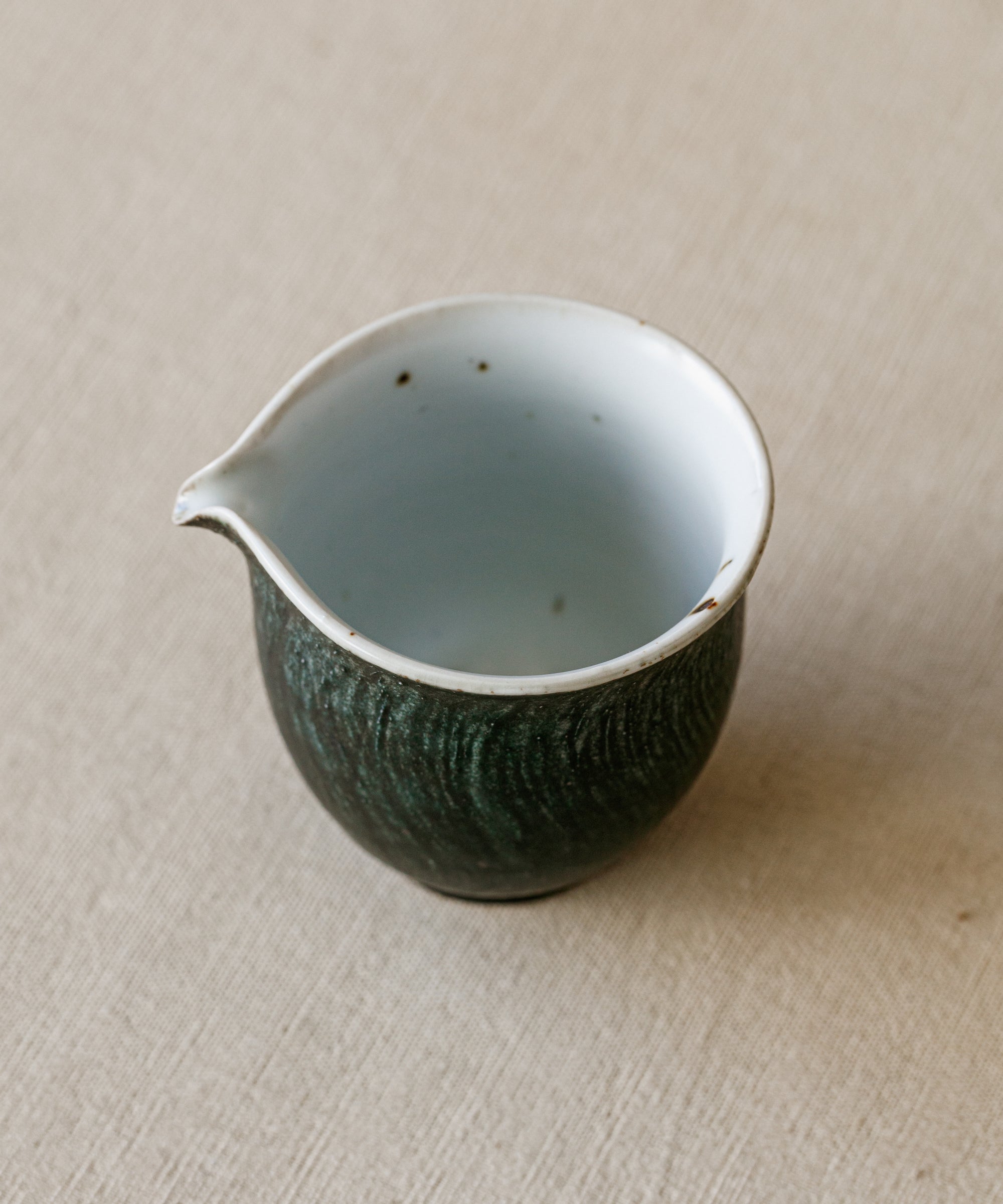Space Green Pitcher Type VI spout detail, precise controlled pour, Jingdezhen porcelain