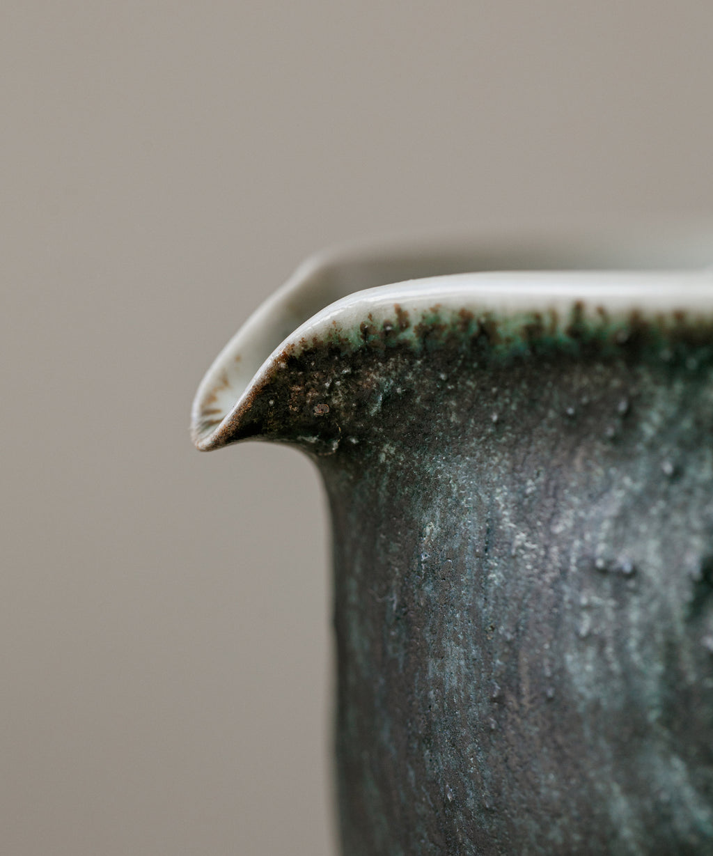 Space Green Pitcher Type VI interior, white interior glaze, handcrafted by Wang Xinghua, Jingdezhen