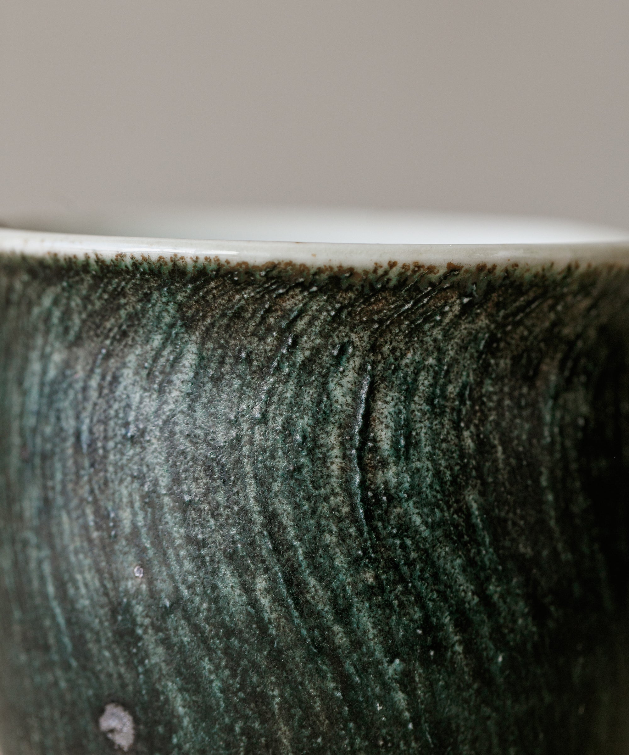 Space Green Pitcher Type VI side view, space green glaze, reduction-fired at 1300°C, Wang Xinghua