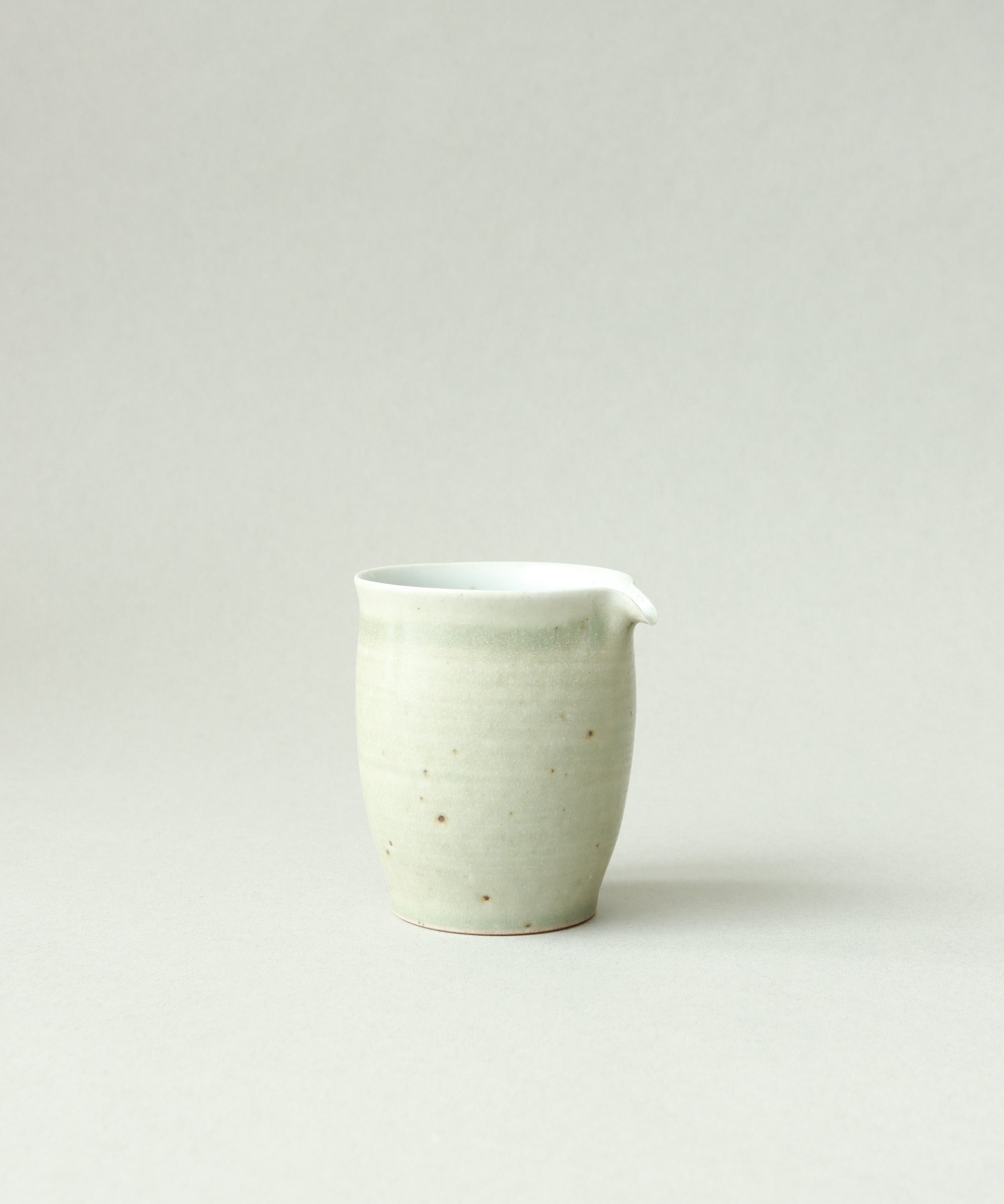 Green Celadon Pitcher Type IV side view, curved spout for precise pours, Wang Xinghua gongfu teaware