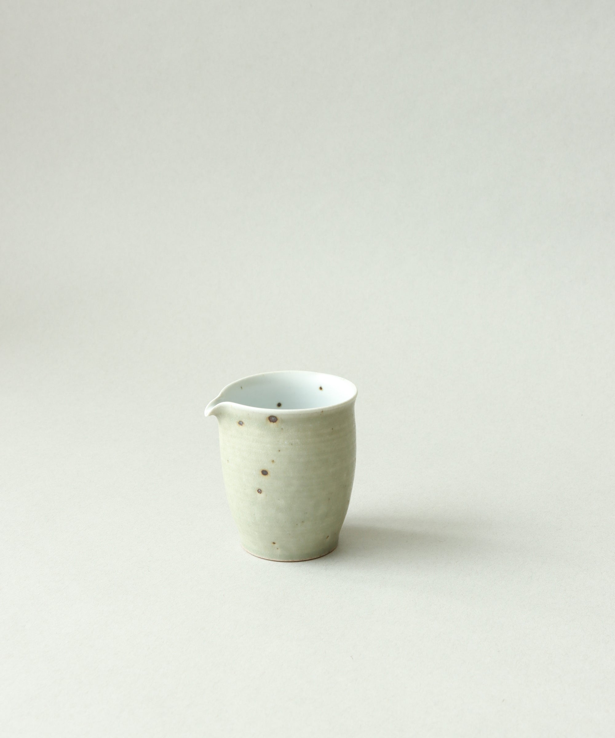 Green Celadon Pitcher Type IV interior, celadon glaze with iron spots, Wang Xinghua, Jingdezhen