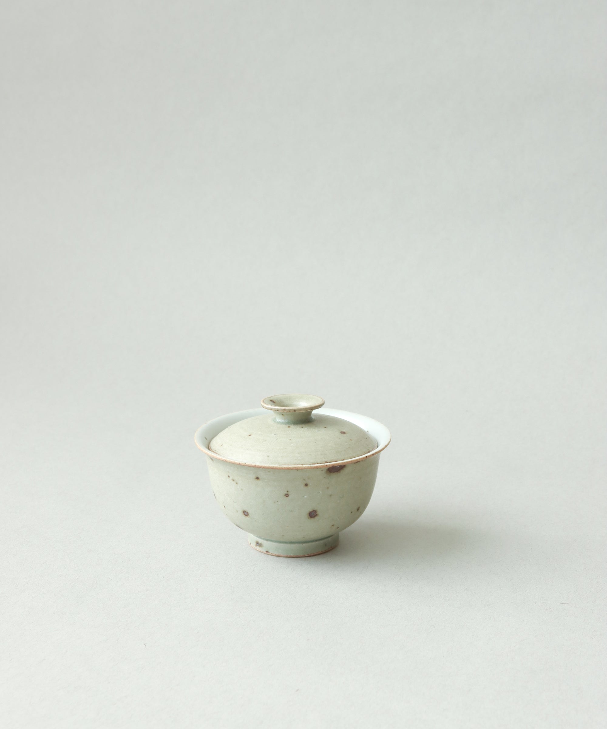 Green Celadon Gaiwan Type III lid detail, matte green celadon texture, Jingdezhen clay and porcelain