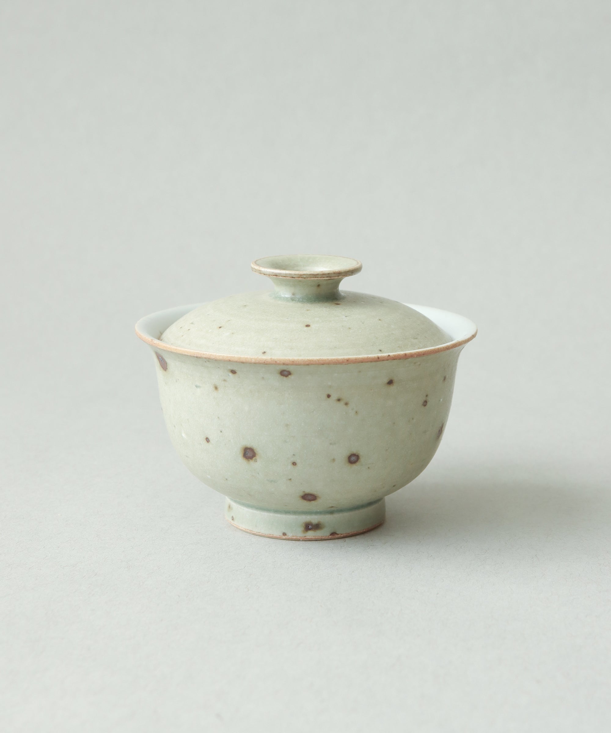 Green Celadon Gaiwan Type III interior glaze, celadon with clay-body interactions, Jingdezhen porcelain