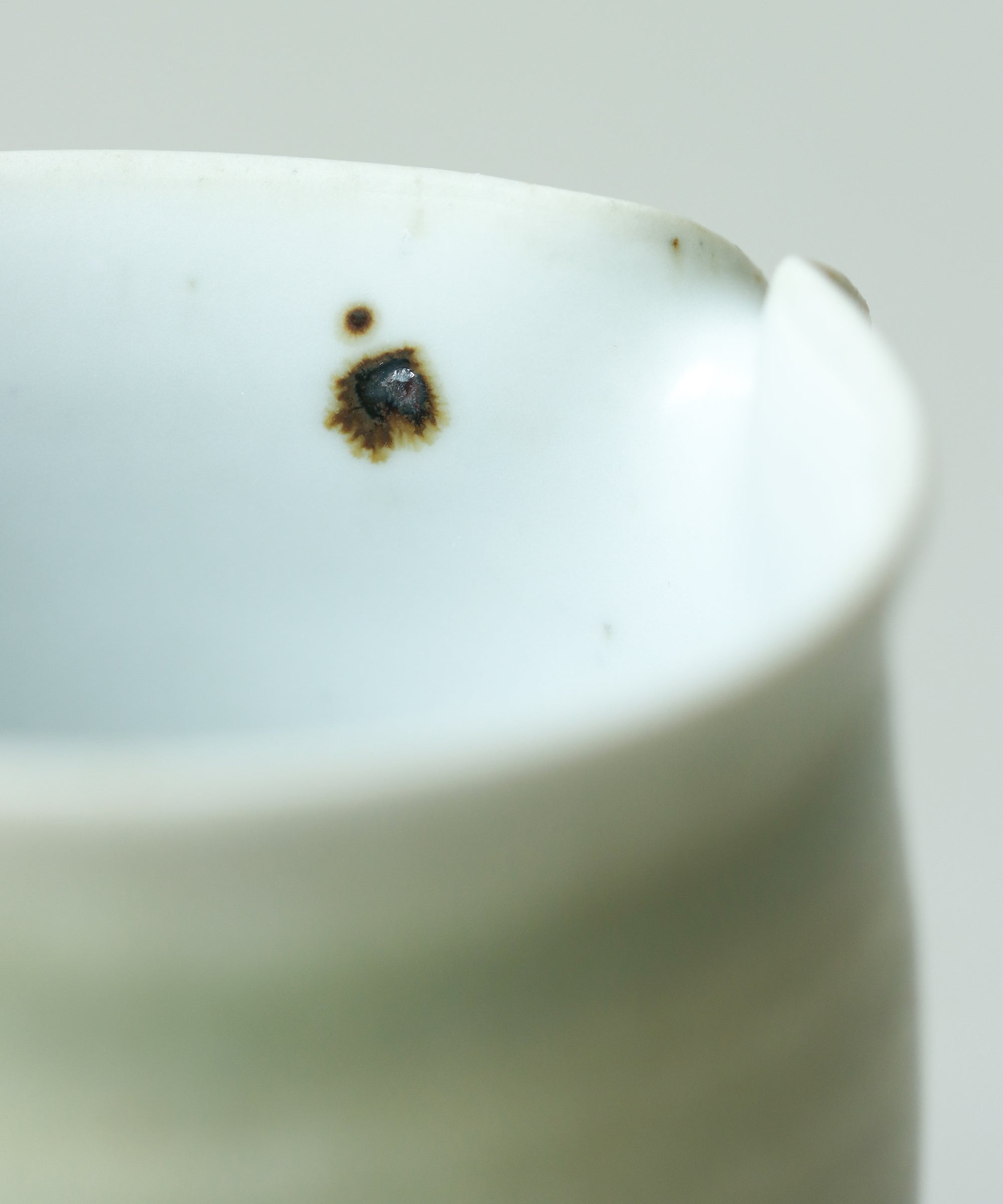 Green Celadon Pitcher Type IV glaze detail, matte green celadon with scattered freckles, Jingdezhen clay and porcelain
