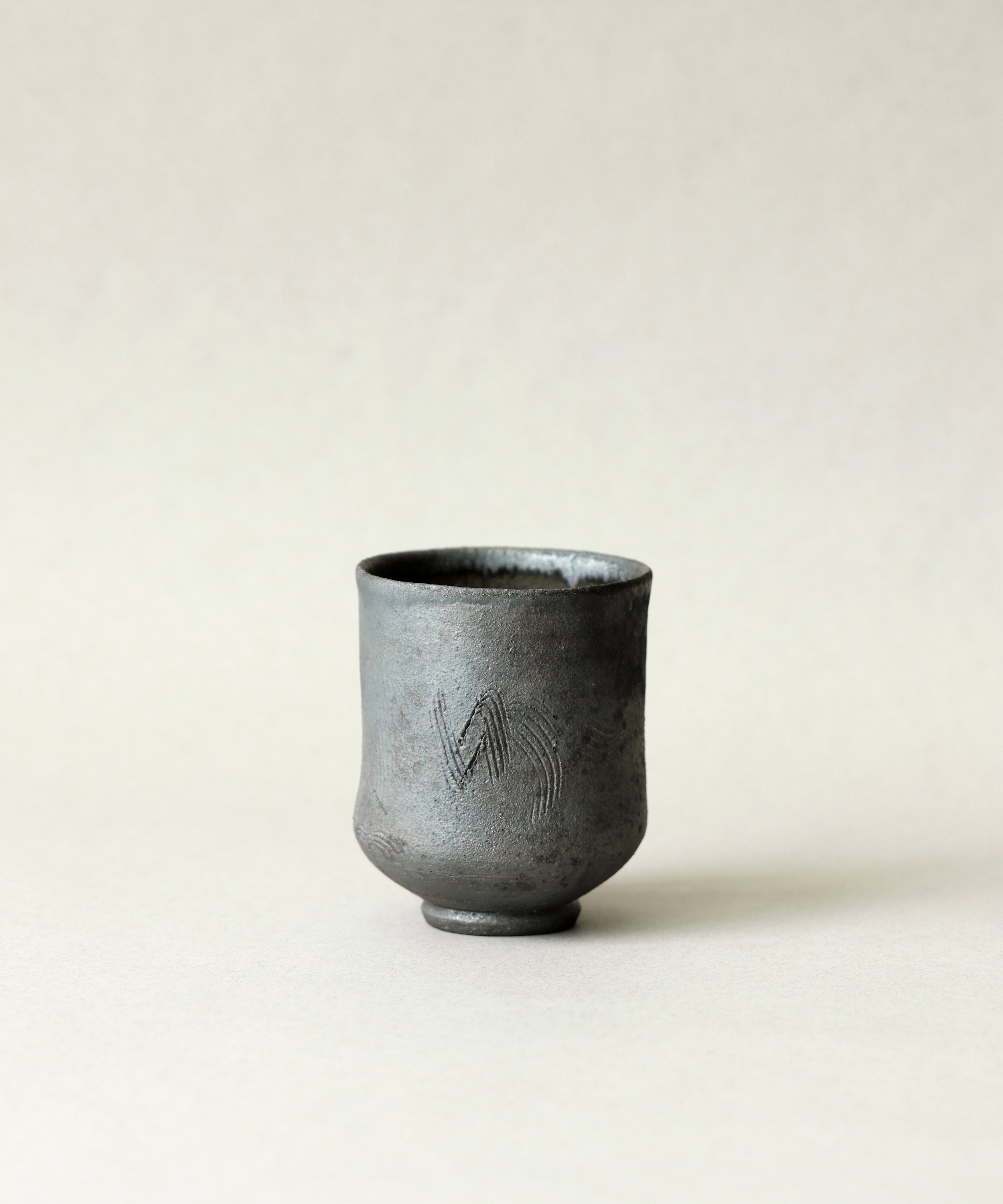 Zisha Yunomi Two handcrafted wood-fired yunomi by Wei Cheng, Yixing purple clay and BC clay