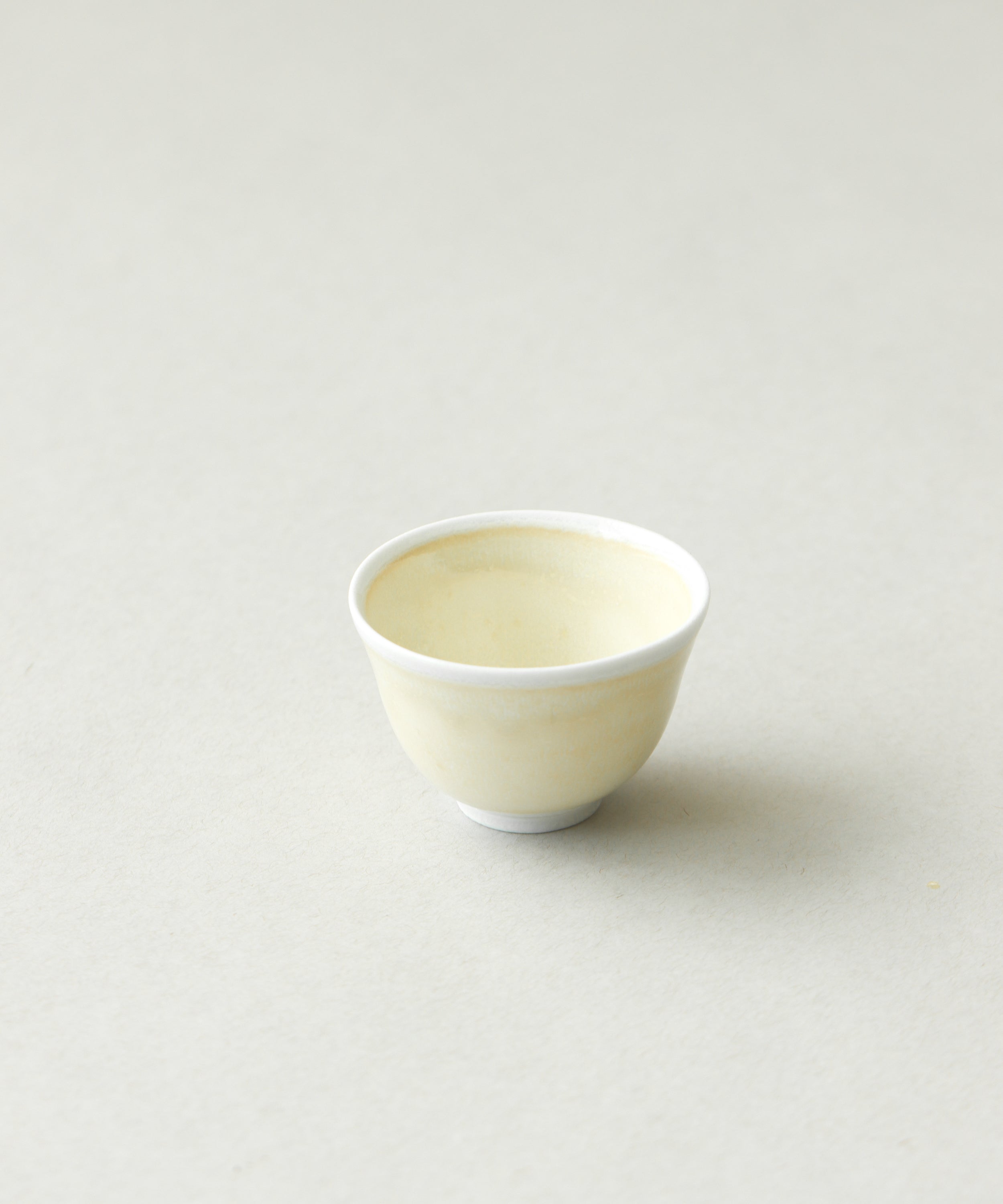 Yellow Bamboo Tea Cup glaze detail, subtle yellow tones by Wei Cheng