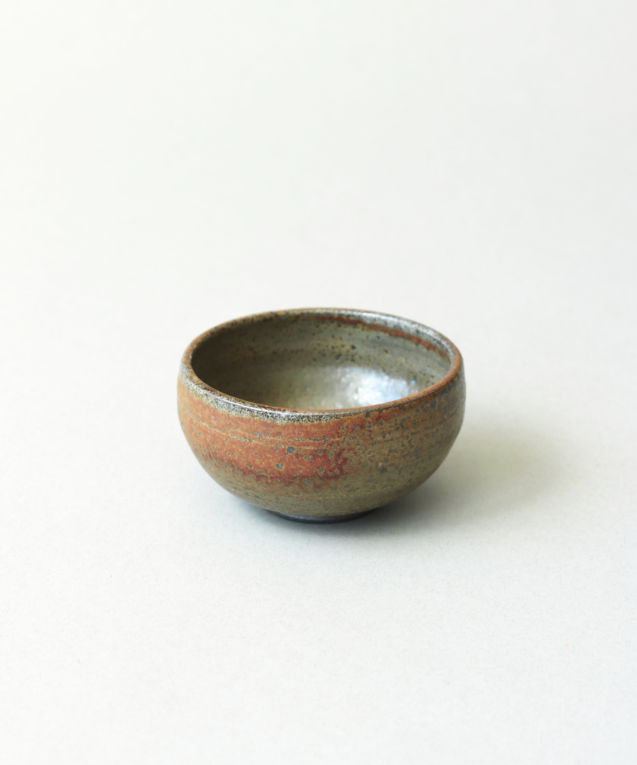 Zisha Celadon Bowl Two interior, speckled green and brown celadon glaze