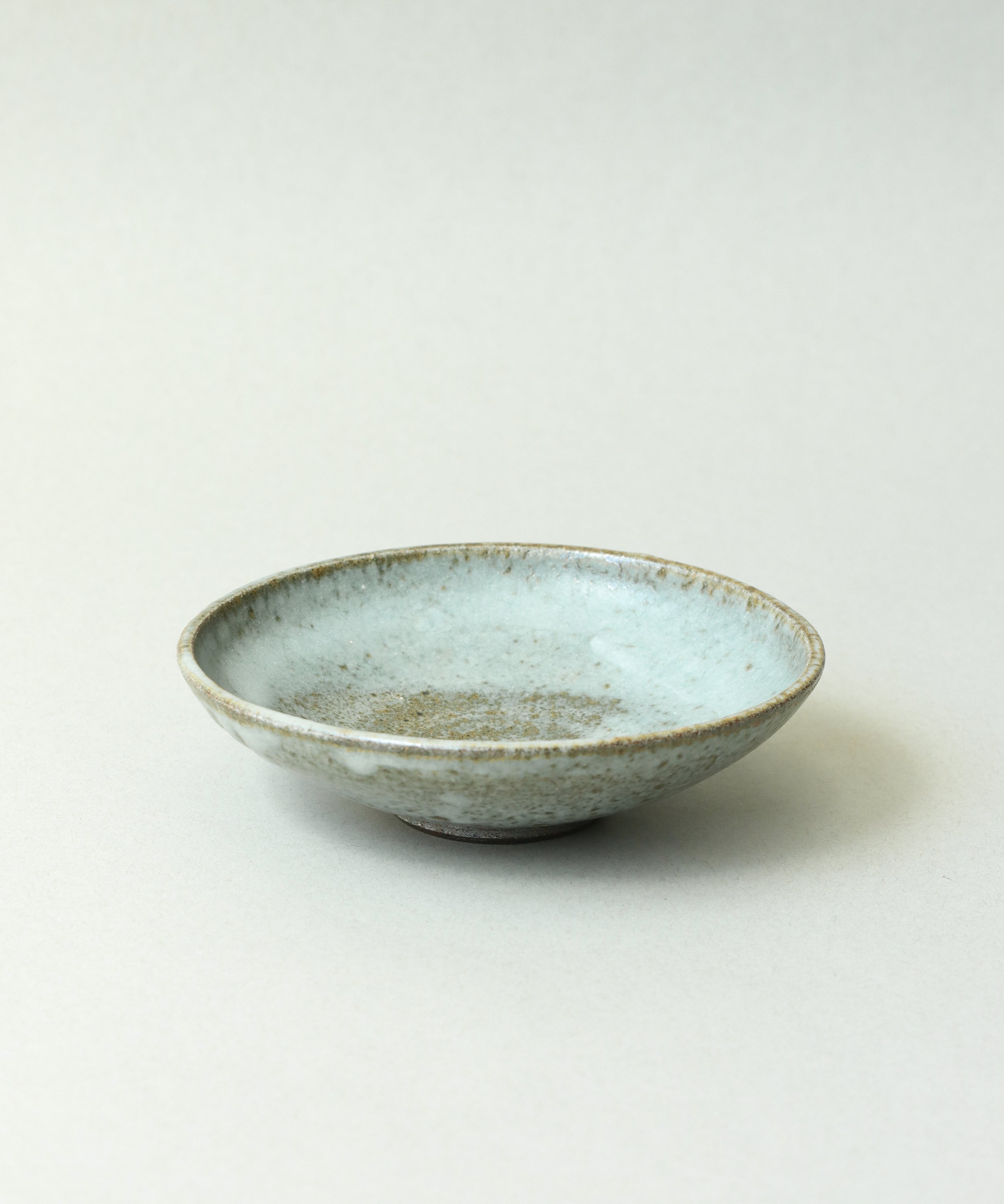 Zisha Plate Two side profile, soda-fired with speckled glaze by Wei Cheng