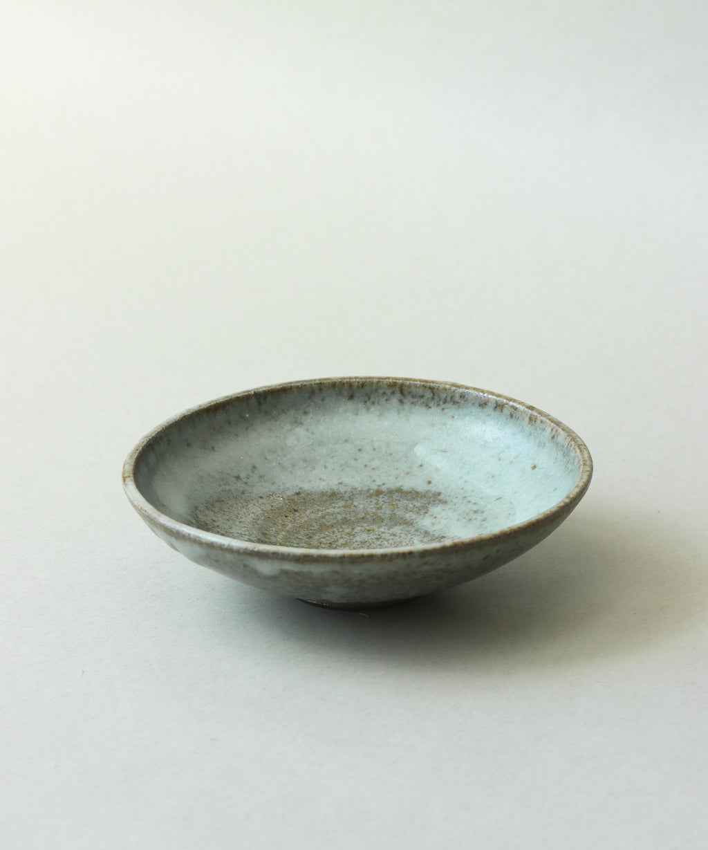 Zisha Plate Two glaze detail, cream glaze reacting with Yixing zisha clay
