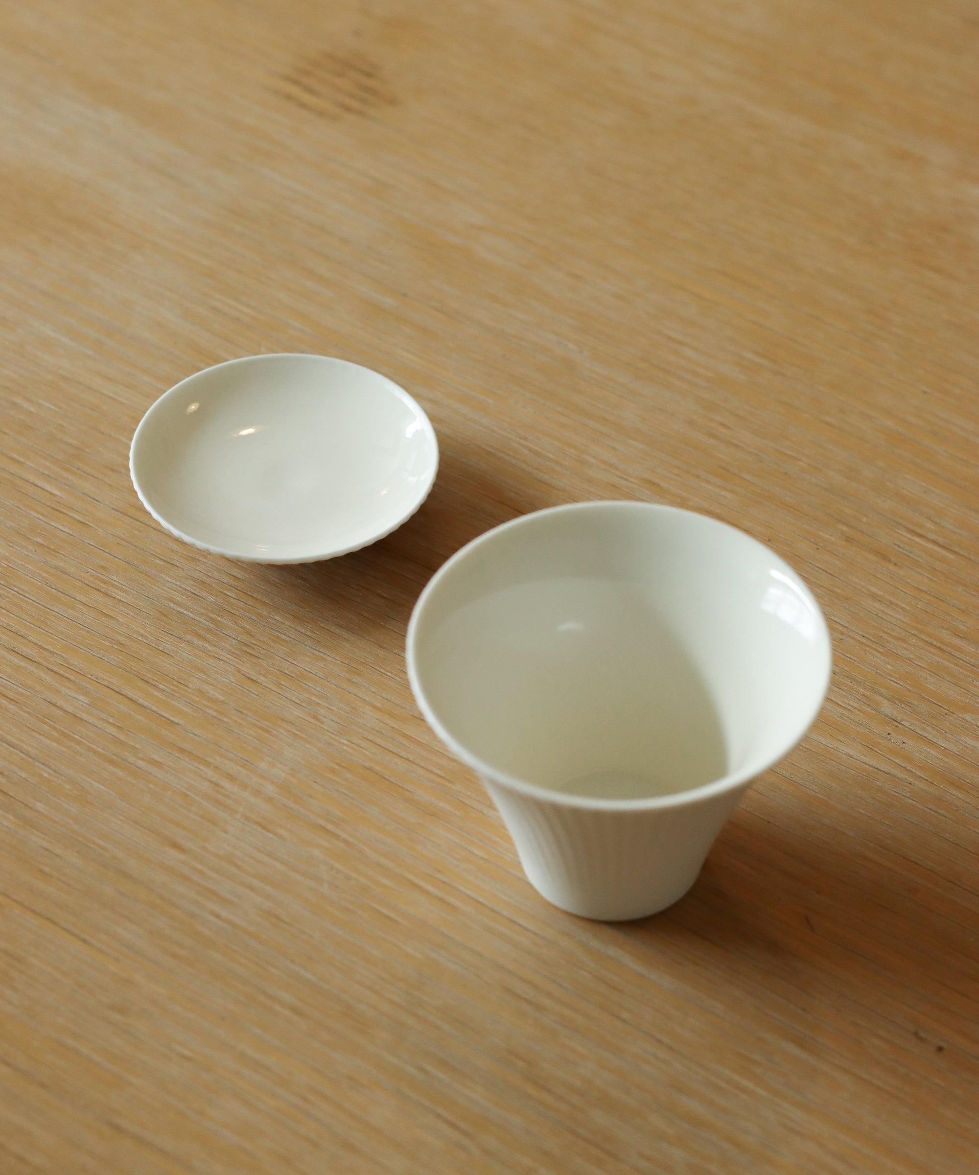 "Leaf" Gaiwan Set pitcher, shuangbai white glaze, Jingdezhen fine porcelain