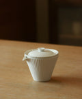 "Leaf" Gaiwan Set, handcrafted white porcelain by Ma Li, Nandao Studio, Jingdezhen