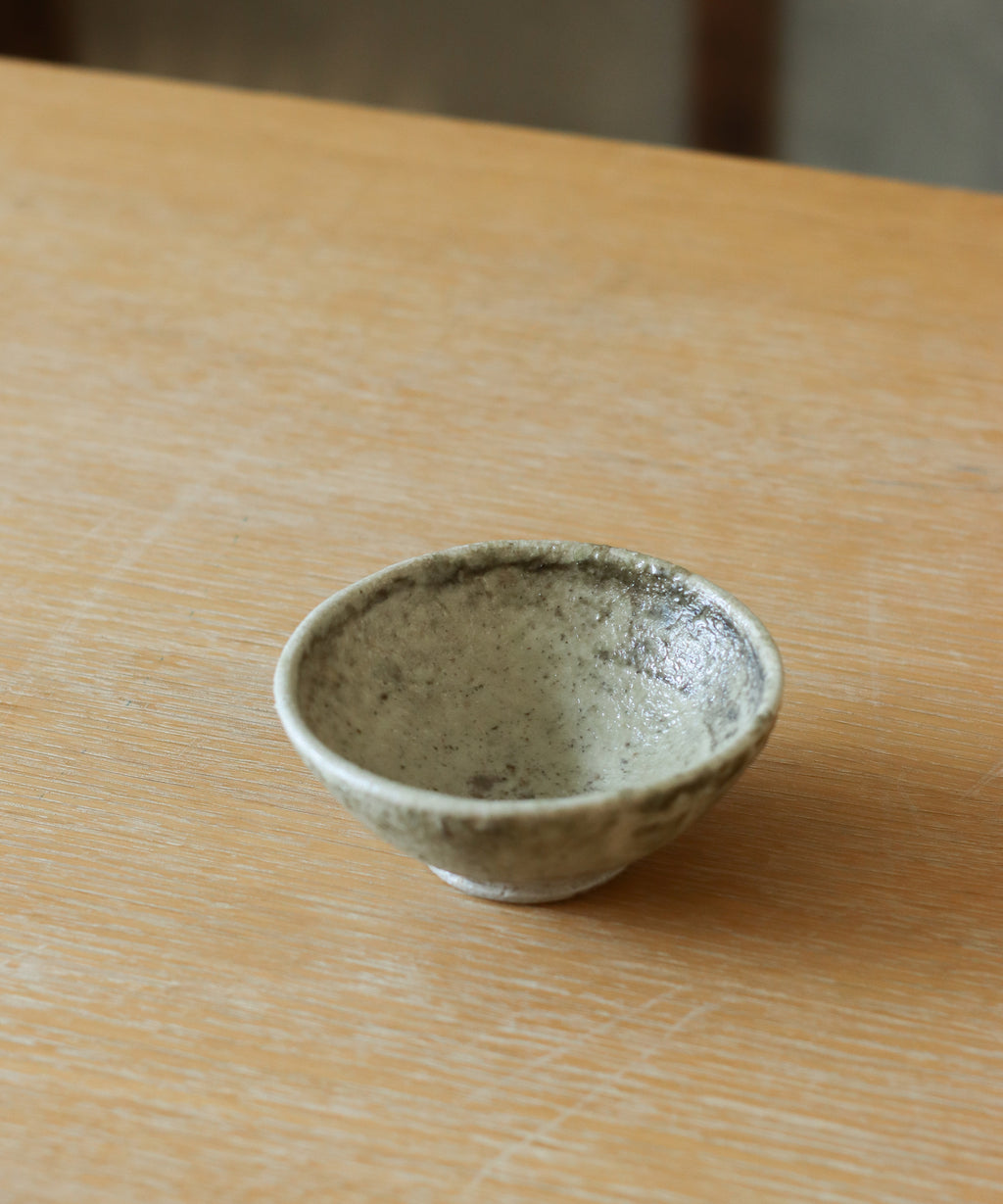 Bowl No. 13 top view, stoneware with textured green grey glaze