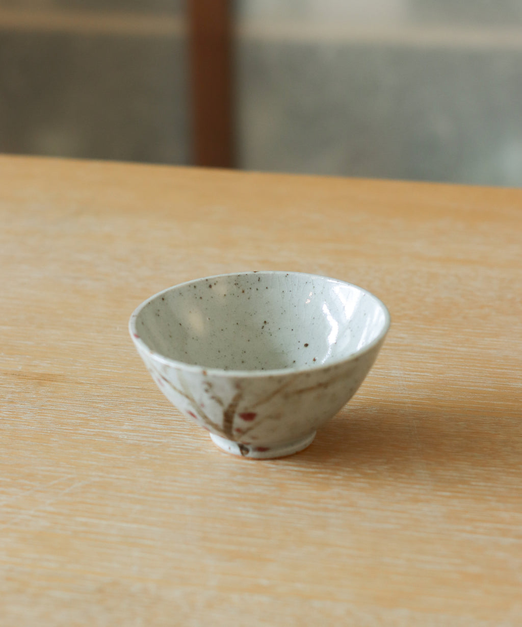 Cup No. 9 interior, grey speckled crackled glaze on porcelain