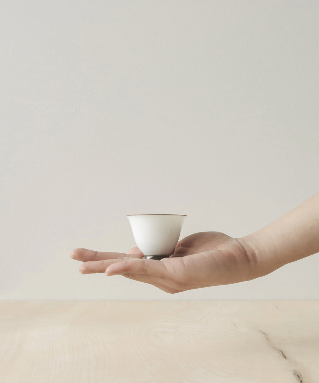 Pearl White & Brown Tea Cup
