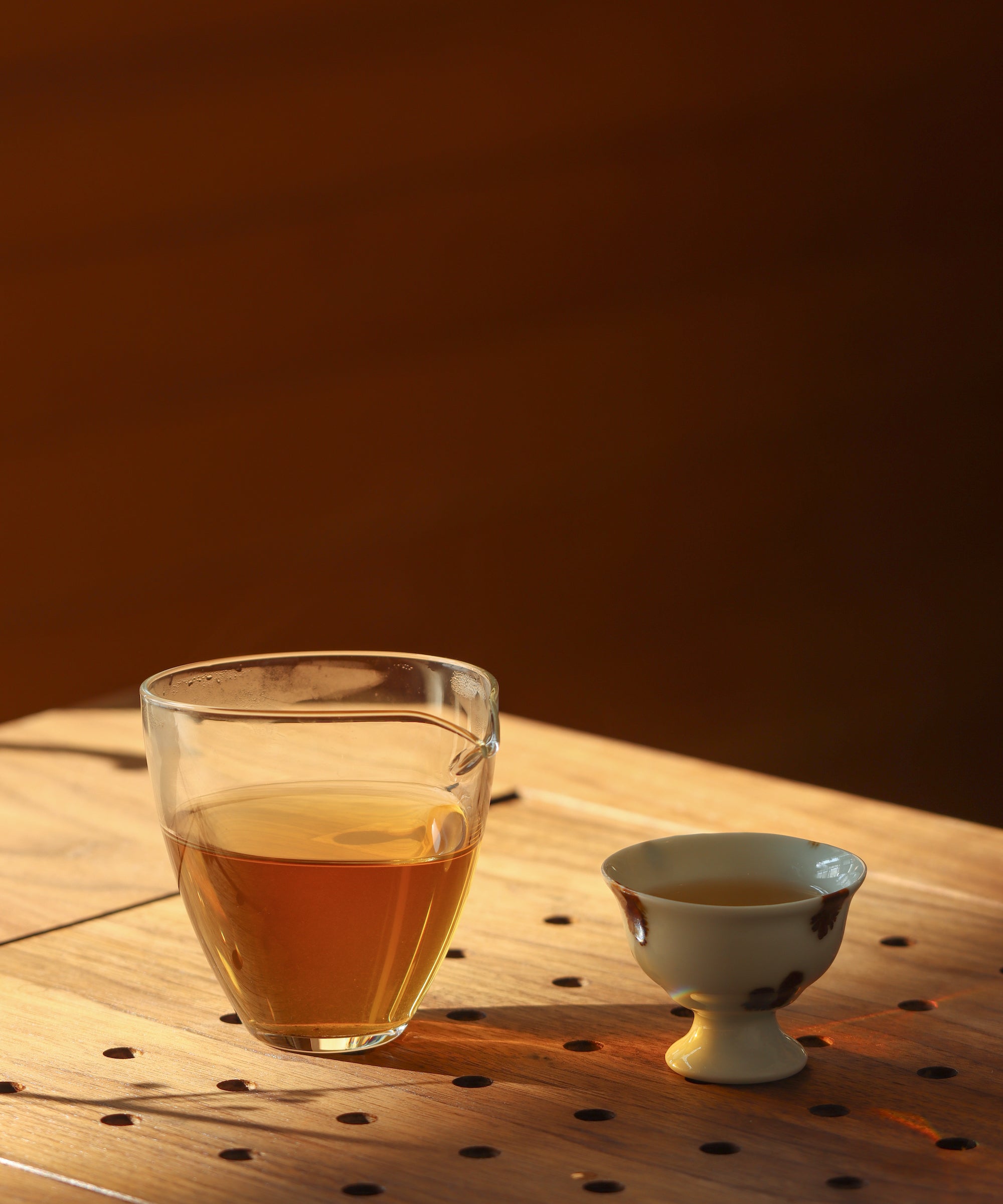 Jade Qilin wet leaves after brewing — rare true cliff oolong varietal, Wuyi Mountain, Fujian